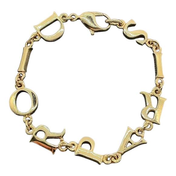 Christian Dior PARIS Alphabet English Letters Logo Gold Bracelet With Box - Picture 2 of 11